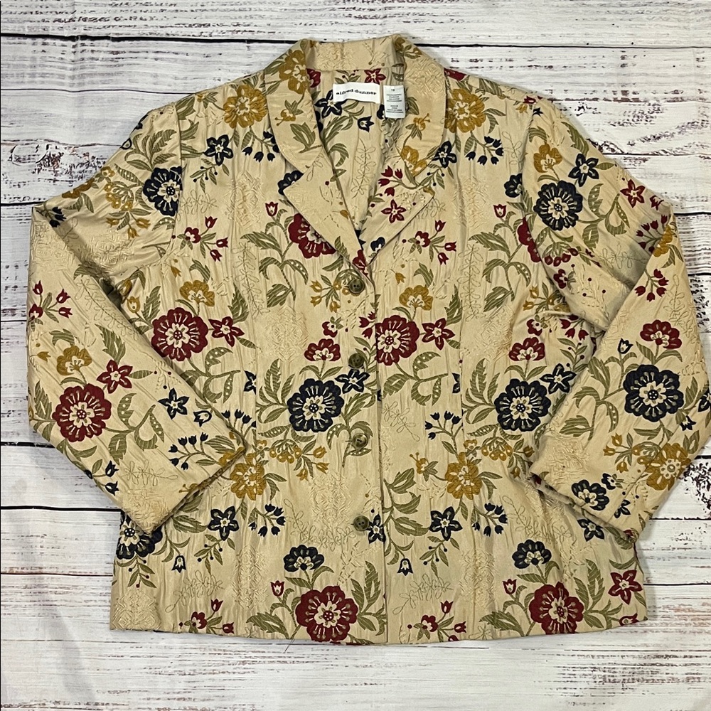 Alfred Dunner Floral Tapestry Brocade Blazer Jacket, Size 18
